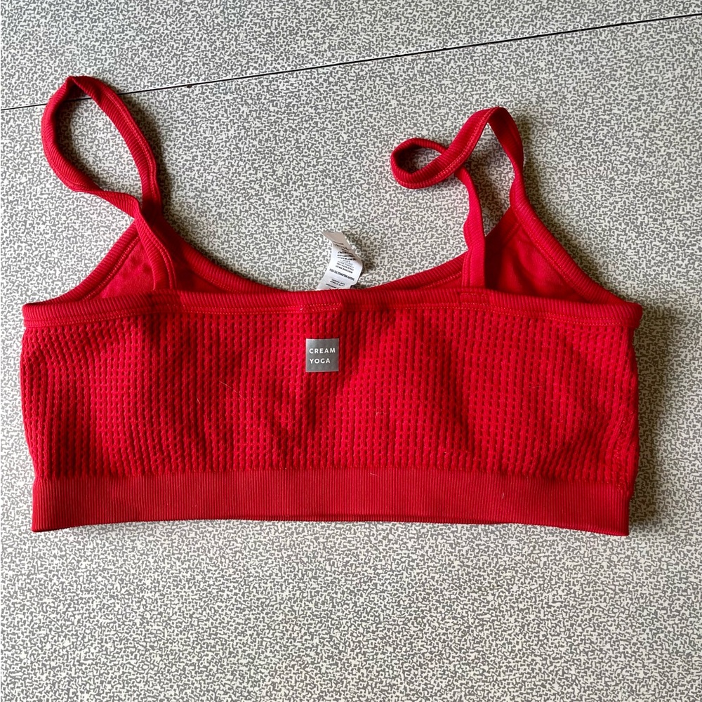 Bright Red Cream Yoga Sports Bra